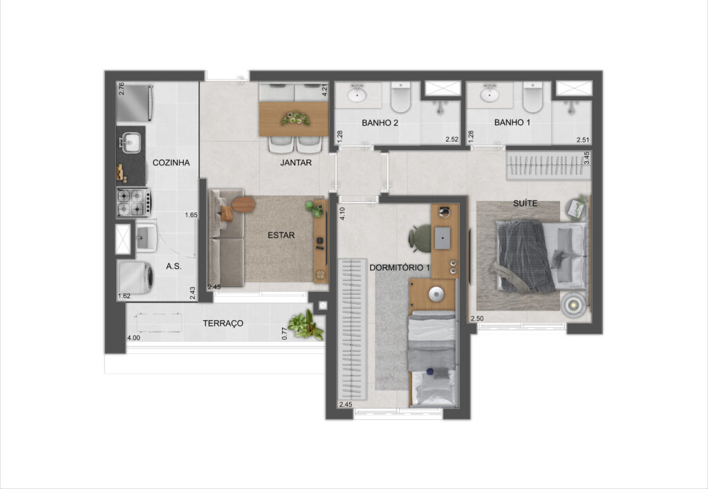 Planta 59m - 2 Dorms
